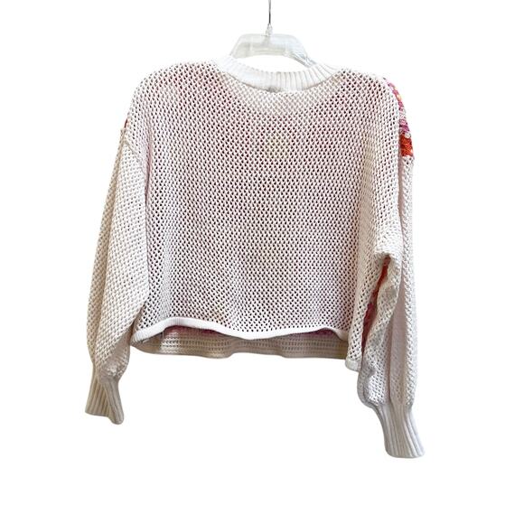 Zara White Multicolor Granny Square Crochet Knit Crewneck Sweater Size Small - Picture 3 of 6